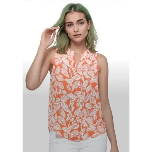 41 Hawthorn Stitch Fix tropical print orange tank size small Resort wear office - Picture 1 of 7